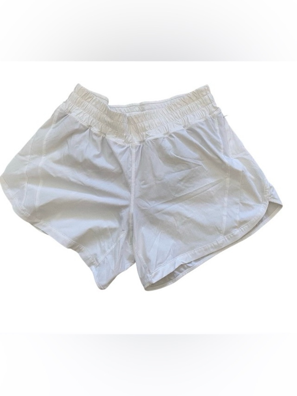Lululemon White Elastic-Waist Active Shorts size tag 10, fully lined, new no tag